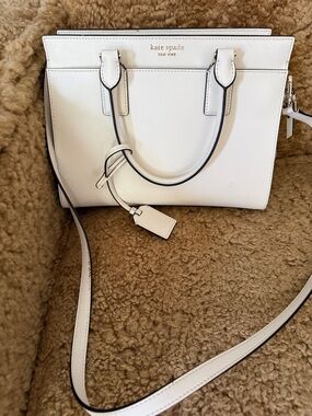kate spade White Leather Mini Satchel with Crossbody Strap